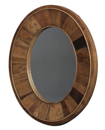 Spejl m/ramme i genbrugstræ - Ø 70x83 cm